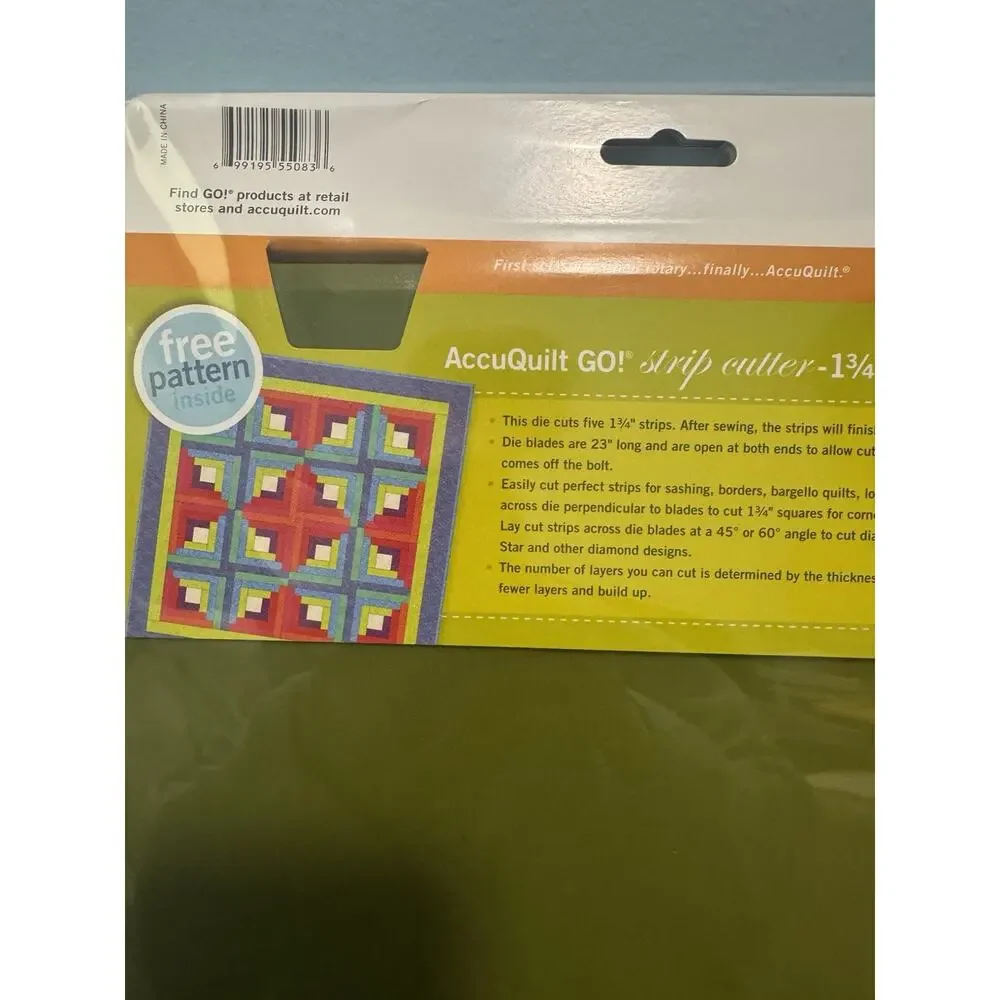 AccuQuilt GO! Strip Cutter 1-3/4” Fabric Cutting Die 55083 Angled Guide Lines